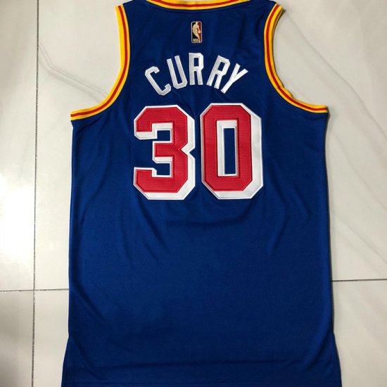 NBA 30 Curry Warriors 75th anniversary authentique Maillot bleu